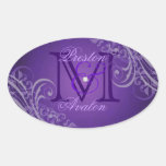 Exquisite Purple Scroll Monogram Purple Sticker