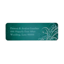 Exquisite Teal Scroll Teal Wedding Address Label
