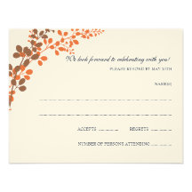 Exquisite Vines (Bronze & Orange) RSVP Postcard Personalized Announcements