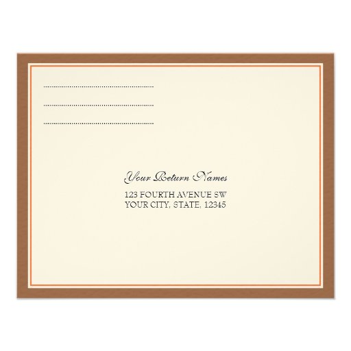 Exquisite Vines (Bronze & Orange) RSVP Postcard Personalized Announcements