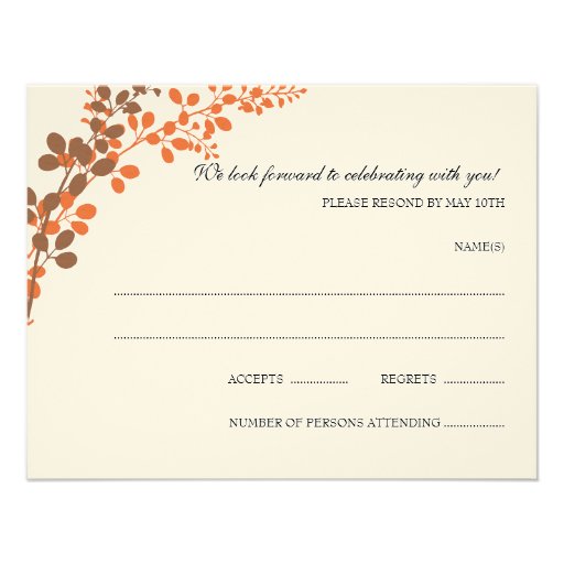 Exquisite Vines (Bronze & Orange) RSVP Postcard Personalized Announcements