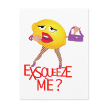 'exsqueeze me?' funny lemon humorous Postcard