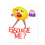 'exsqueeze me?' funny lemon humorous Postcard