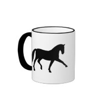 Extended Trot Dressage Horse (black) mugs by dogsandhorses Extended Trot Dressage Horse (black) mugs