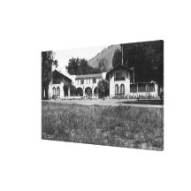 Exterior View of Clear Lake Lodge Stretched Canvas Print