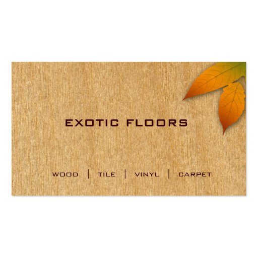 Extoic Wood Business Card with autumn Leaf birch (front side)
