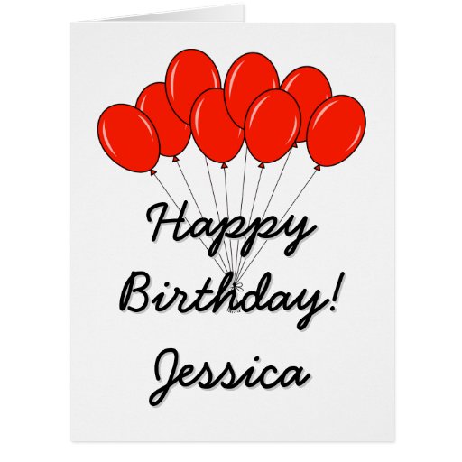 Extra BIG Birthday greeting card with red balloons | Zazzle