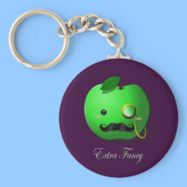 "Extra Fancy" Green Apple with Moustache & Monocle keychains