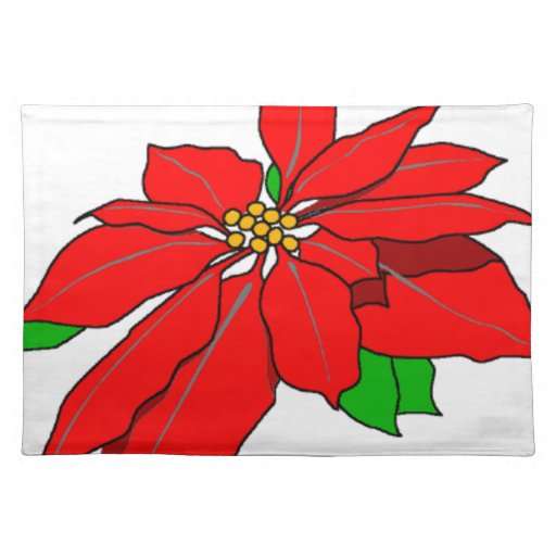 Extra Large Design Red Poinsettia Christmas Floral Placemat Zazzle