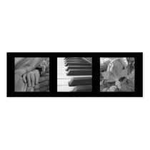 Extra small 3 photo or logo black modern chic business cards