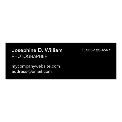 Extra small 3 photo or logo black modern chic business cards (back side)