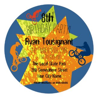 Extreme Biking Birthday Circle Invite Announcement