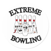 Extreme Bowling Round Stickers