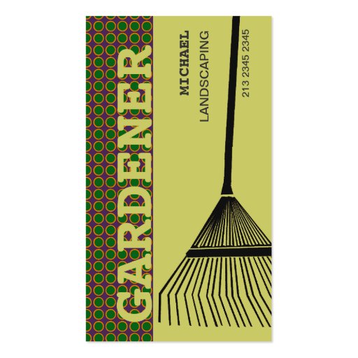 Extreme Gardening Rake Business Card Template (front side)
