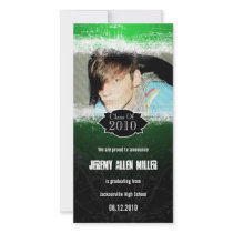 Extreme Grunge Green Black Graduation Photo Card