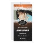 Extreme Grunge Orange Black Graduation Photo Card