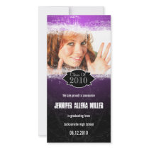 Extreme Grunge Purple Black Graduation Photo Card