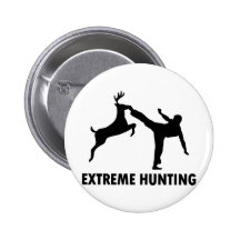 Extreme Hunting Deer Karate Kick Pinback Button