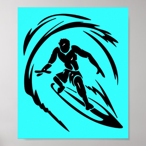 extreme_sport_003 SURFING DUDE TATTOO TRIBAL Posters
