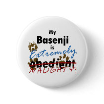 Extremely Naughty Basenji Pinback Buttons