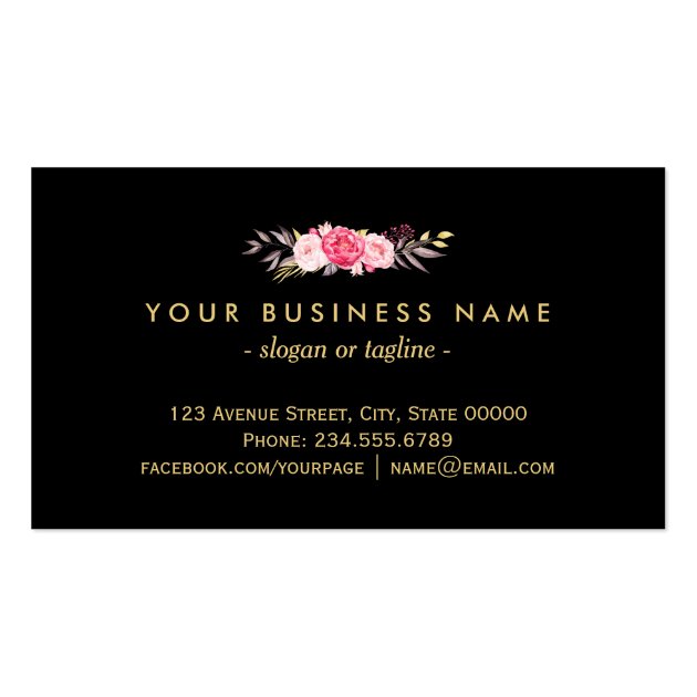 Eye Catching 3D Gold Scissors Hair Stylist Floral Business Card (back side)