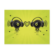 Eye characters with small hearts postcards