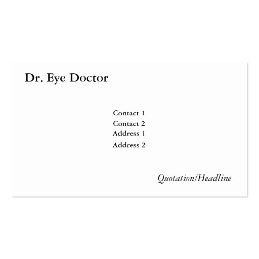 Eye Chart Business Card Templates (back side)