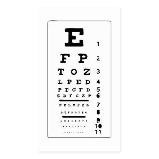 Eye Chart Business Card Templates (front side)