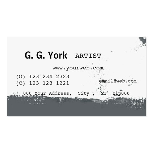 Eye Cosmetics Abstract Gray White with Splatters Business Cards (back side)