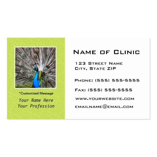 Eye Exam Appointment Reminder - Peacock Eyes Business Cards