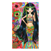 Eye Flower Peace Sign Cute Hippie Girl Business Card