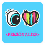 Eye Heart Pictogram, <PERSONALIZE> Square Sticker
