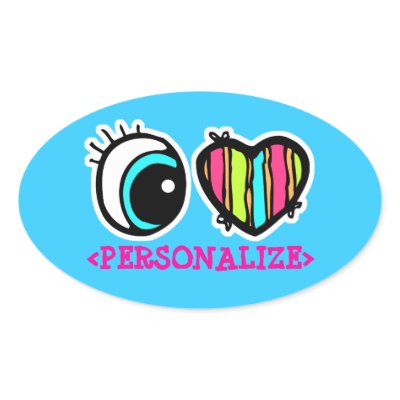 Eye Heart Pictogram, <PERSONALIZE> Oval Sticker Zazzle_sticker