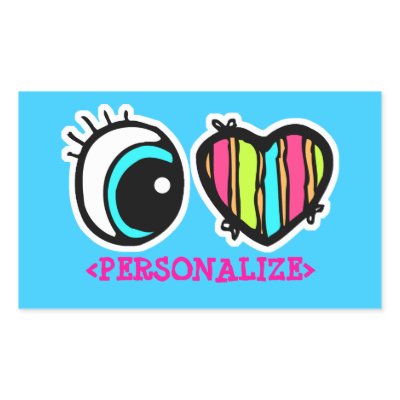 Eye Heart Pictogram, <PERSONALIZE> Rectangle Sticker Zazzle_sticker