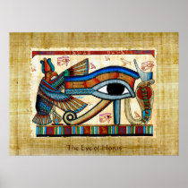 EYE OF HORUS on PAPYRUS Egyptian Art Poster