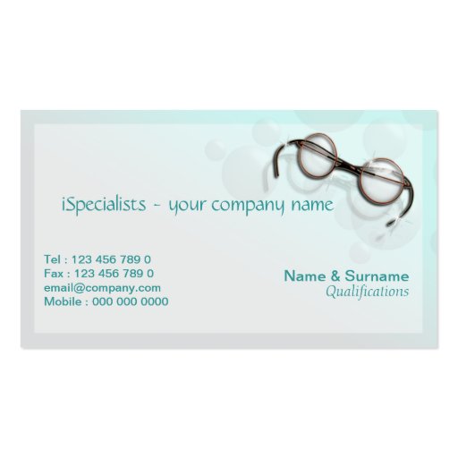 Eye optician optometry optical aqua business card Zazzle