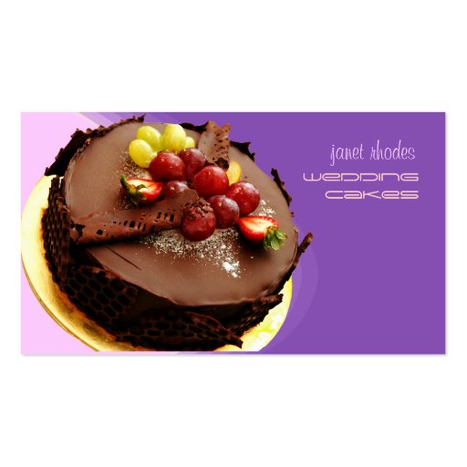 Eye popping chocolate cake, bakers business cards (front side)