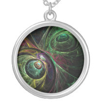 abstract, art, fine art, fashion, sterling, silver, necklace, cool, modern, design, digital art, necklaces, jewelry, pendant, pendants, print, artist, artistic, abstracts, abstract art, prints, designs, designer, gift, gifts, color, fractal, fractal art, painting, colorful, creative, organic, dream, unique art, Necklace with custom graphic design