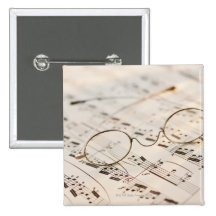 Eyeglasses on Sheet Music Pin