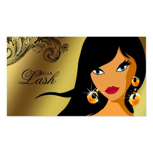 Eyelash Business Card Gold Ethnic Woman Tan (front side)