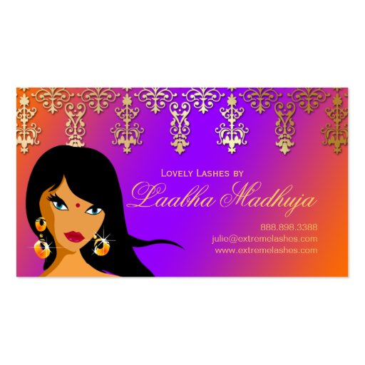 Eyelash Business Card Gold Indian Woman POP (back side)