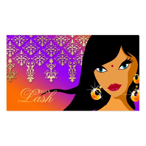 Eyelash Business Card Gold Indian Woman POP (front side)