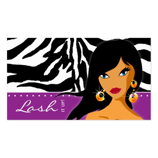 Eyelash Business Card Zebra Woman Purple