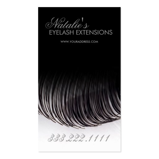 Eyelash Extensions Black Business Card (front side)