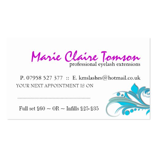 Eyelash Extensions Business Card Template (back side)