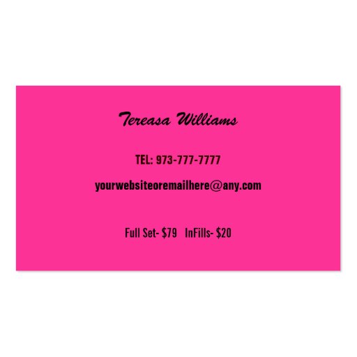 Eyelash Extensions Business Cards (back side)