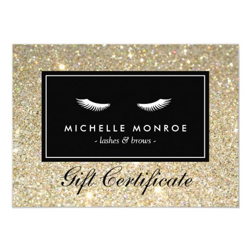 Eyelashes with Gold Glitter Gift Certificate Card | Zazzle