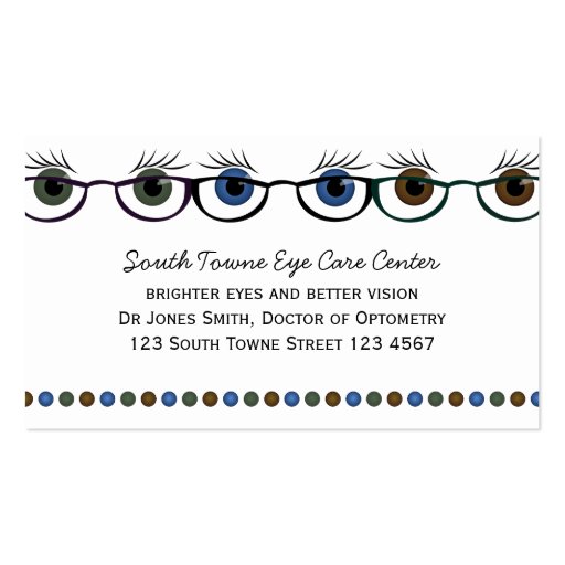 Eyes in Spectacles Business Card Templates