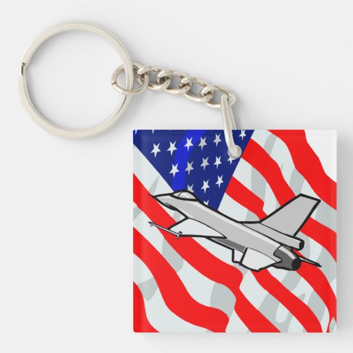 F16 Fighting Falcon Fighter Jet American Flag Keychain Zazzle