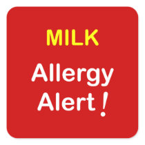 f4 - Allergy Alert - MILK. Square Stickers